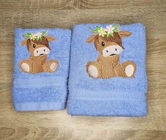 Highland Cow hand towel set