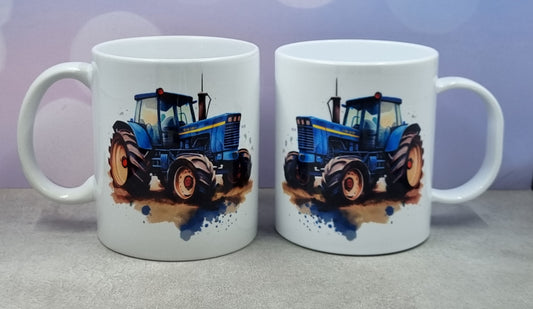 Tractor (blue) Mug (polymer & Ceramic)