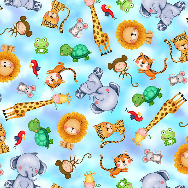 Jungle Paradise Baby Animals Fabric