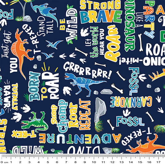 Glow-O-Saurus Words Fabric
