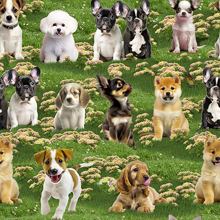 Puppies Furry Fun Fabric