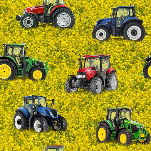 Tractors in canola crop fabric
