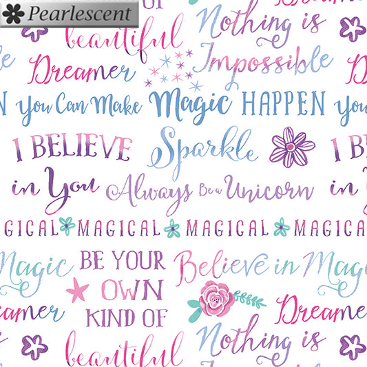 Unicorn words Fabric