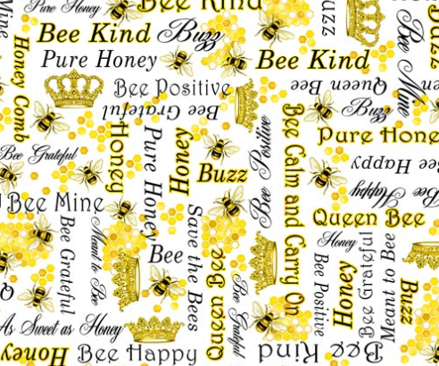 Bee Words Fabric