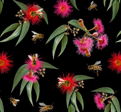 Bees and Gum Blossom Fabric