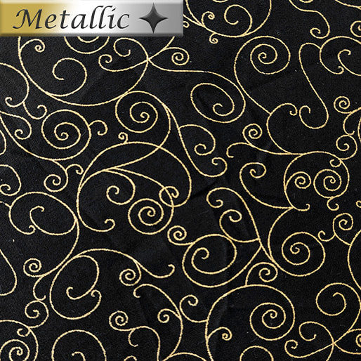 Black and gold swirl Widebacking Fabric